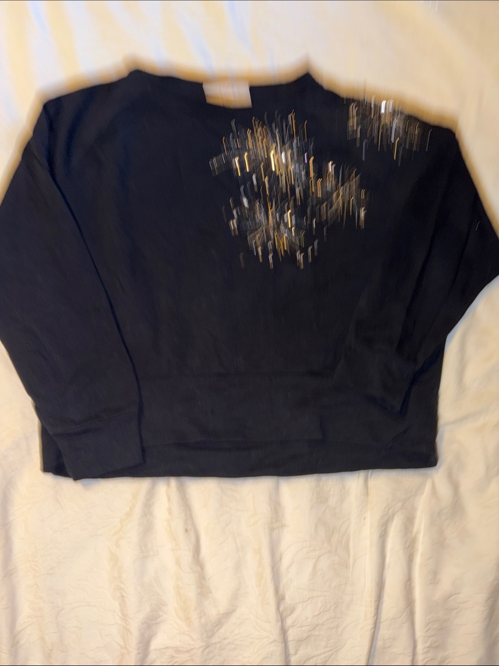 Women's Black Sweatershirt with Sequin Embellishment